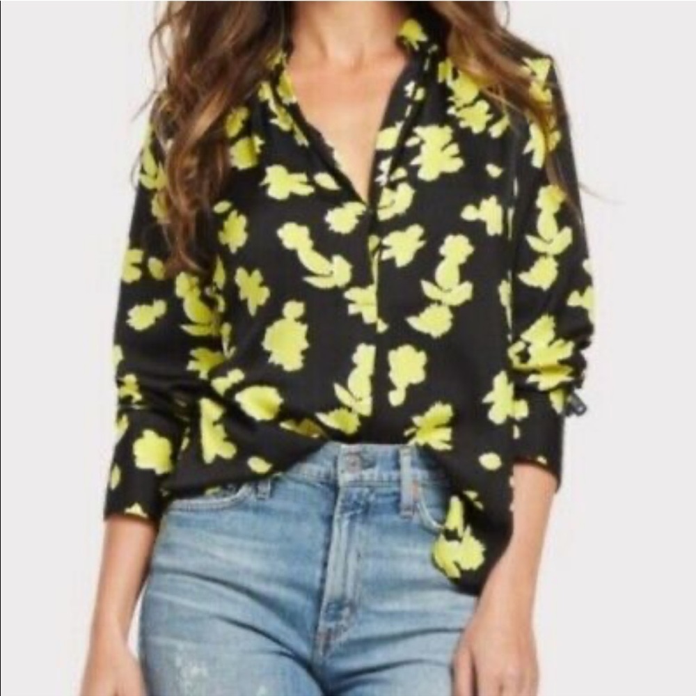 David Lerner Evereve Rocker Floral Blouse XL